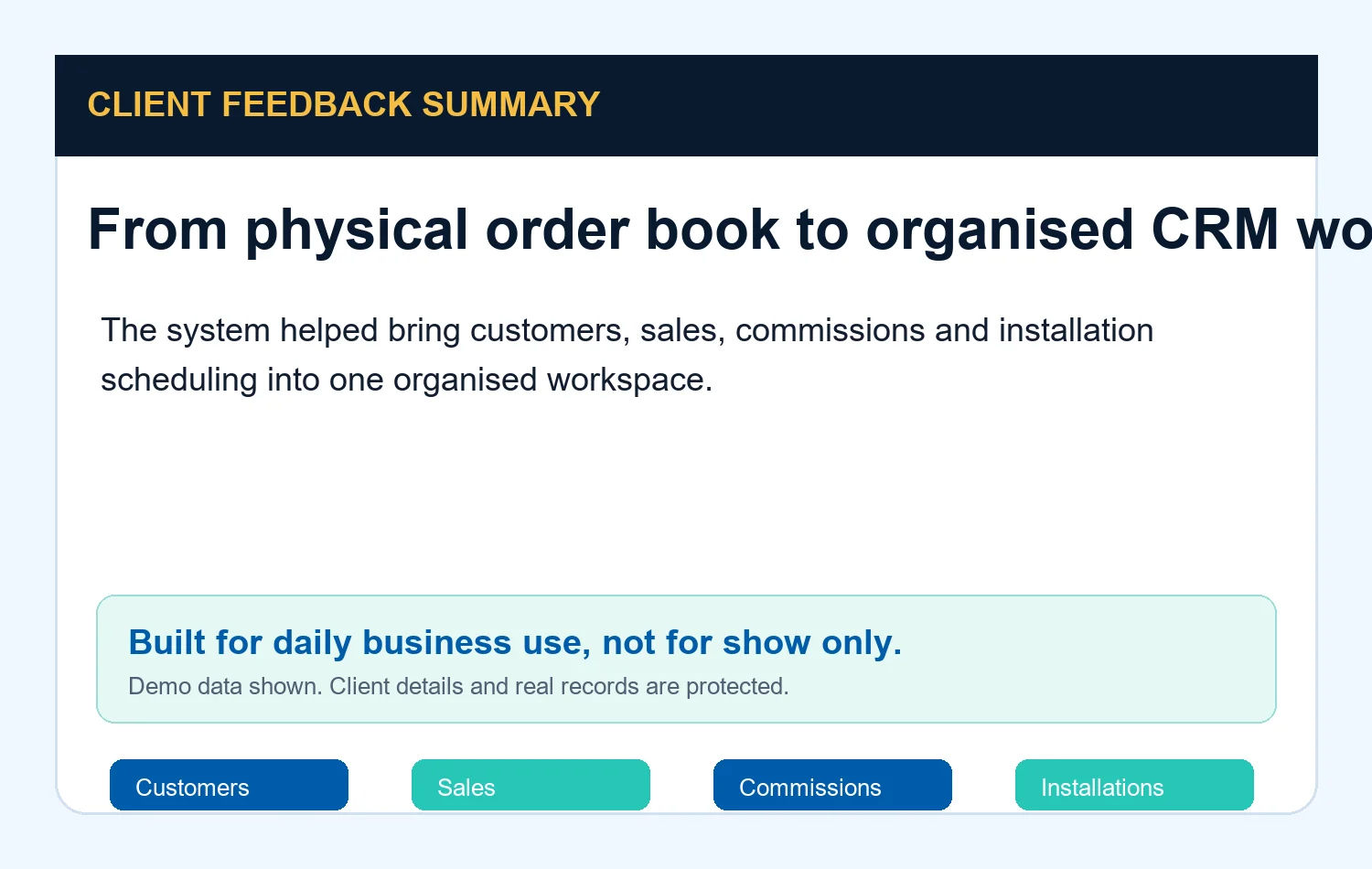 Client feedback summary