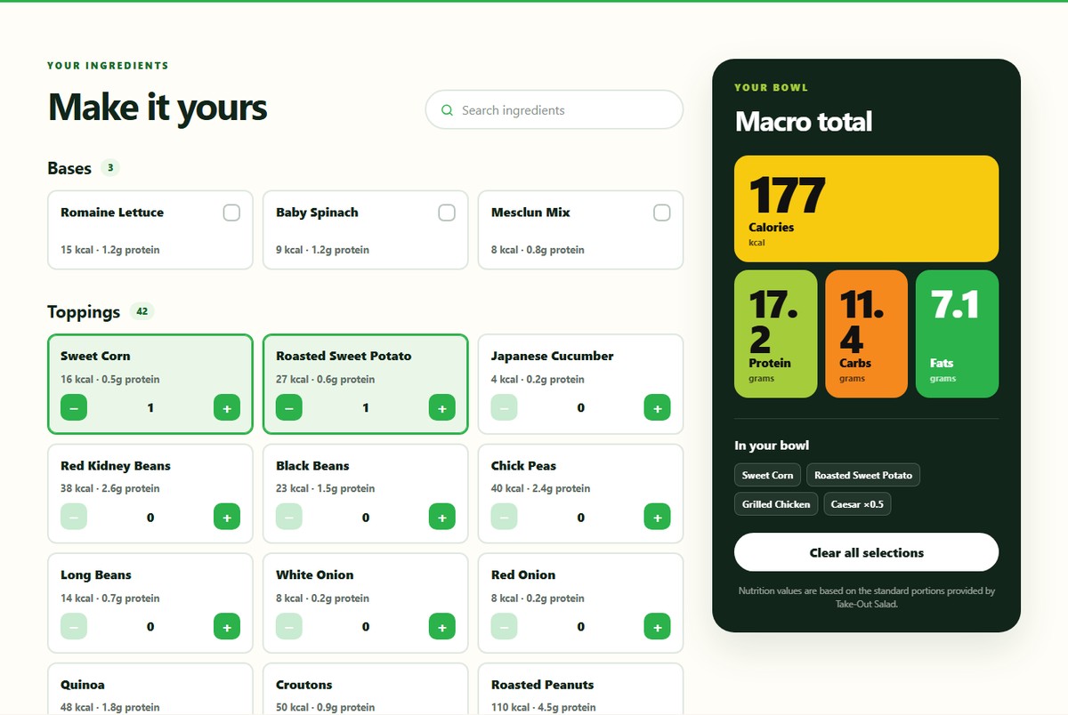 Take-Out Salad Custom Macro Calculator