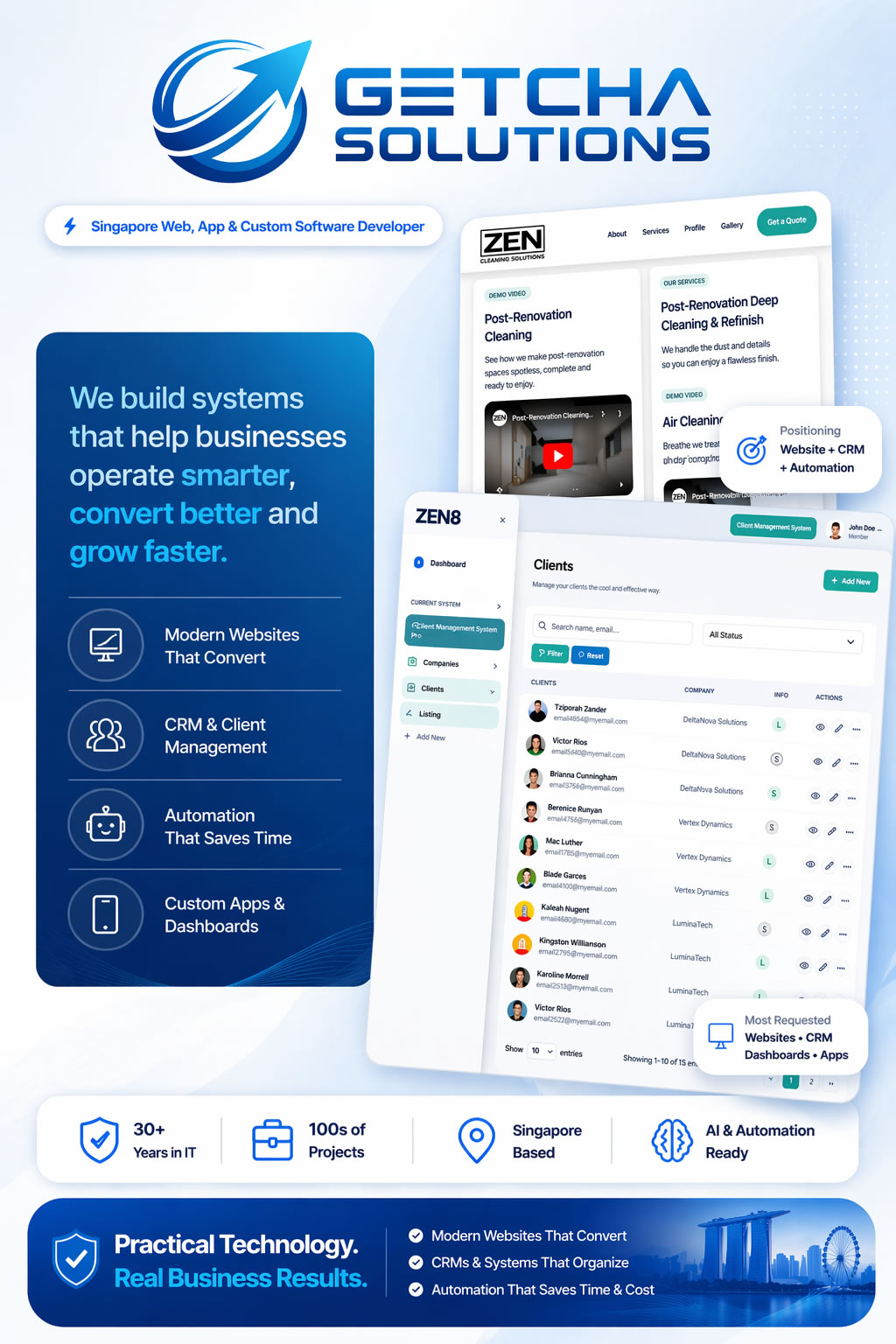 Professional dashboard and website preview