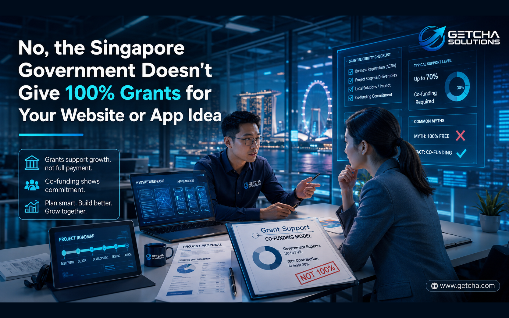 Singapore government grants for website and app ideas are not 100 percent funding